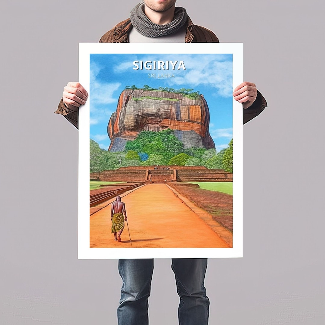 Sigiriya Travel Print Sigiriya Rock Illustration Sigiriya Wall Art Sri ...