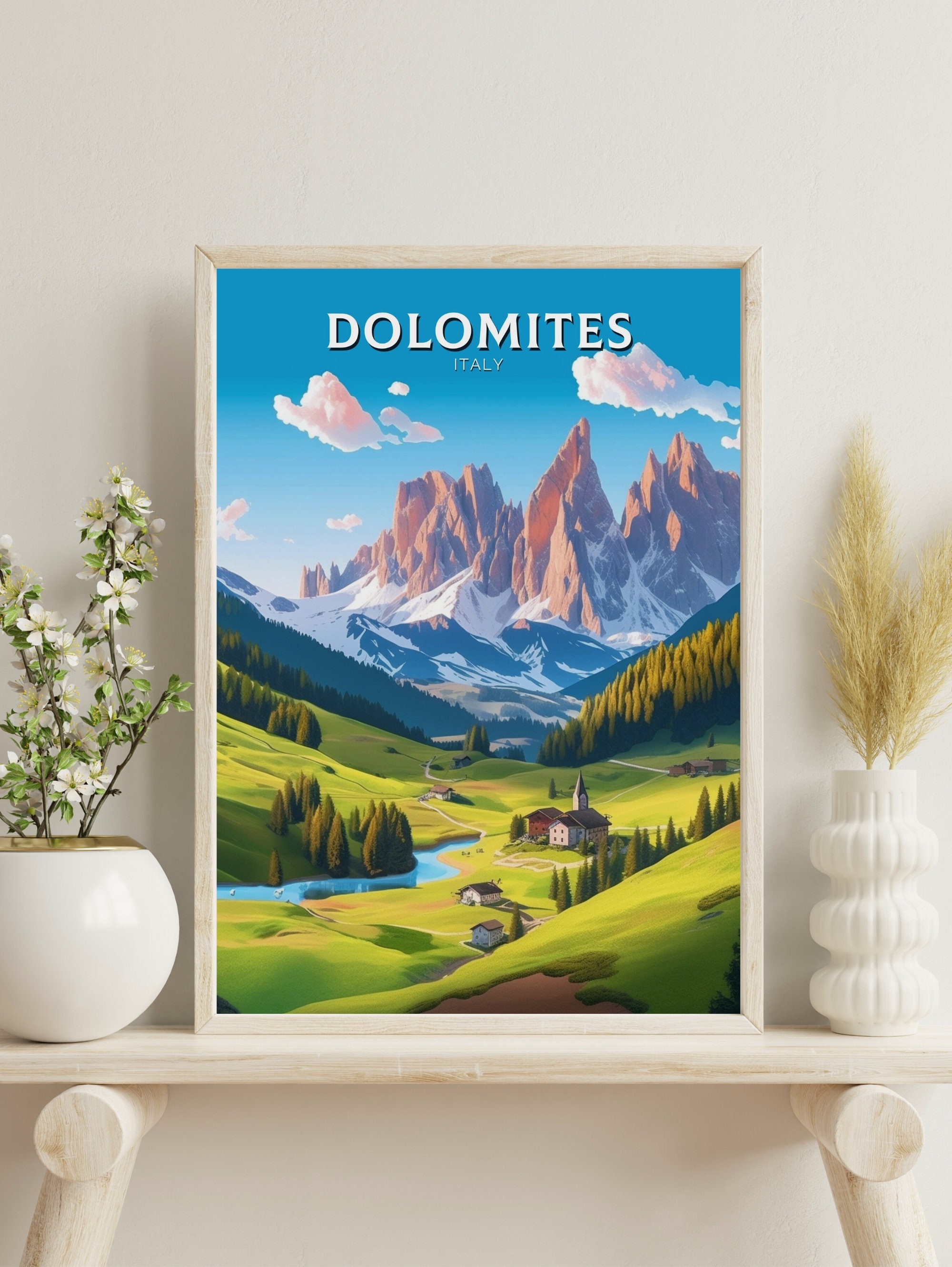 Discover Affiche Voyage Dolomites Cadeau Italie