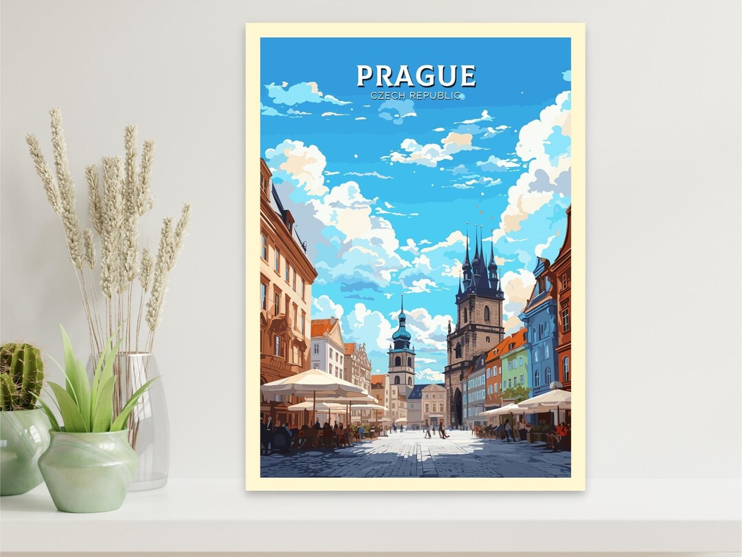 Prague Travel Poster Prague Illustration Prague Print Prague Wall Art