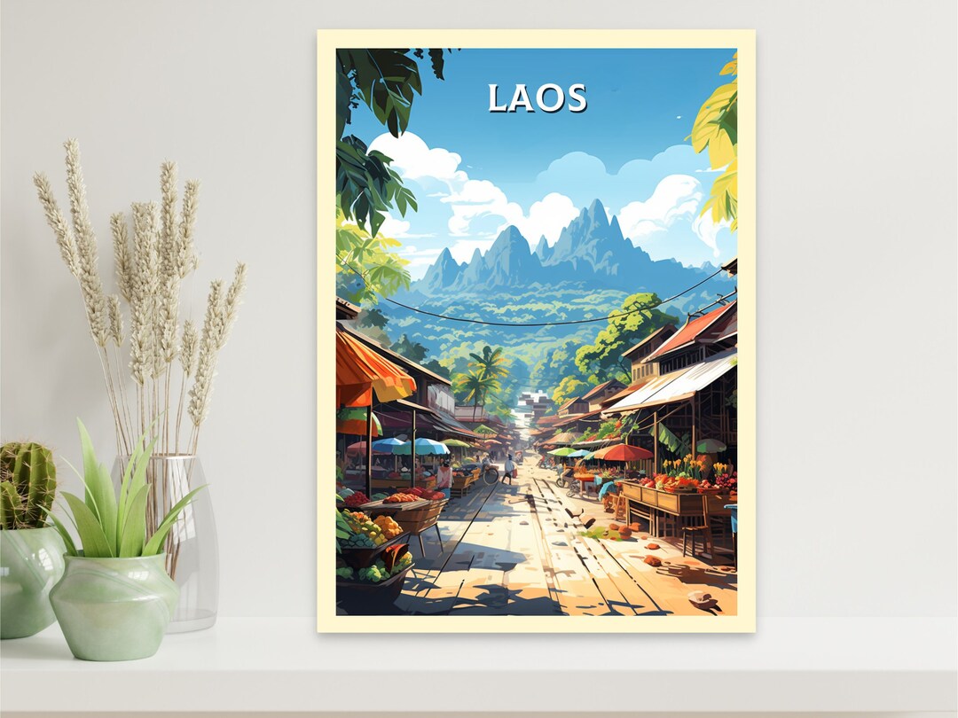 Laos Poster Laos Print Luang Prabang Poster Luang Prabang Market Night ...