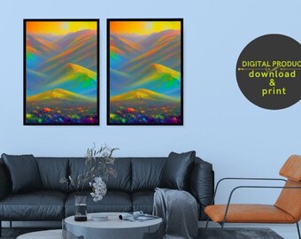Colorful Mountain View Art Print (11x8.5 in Digital Download)
