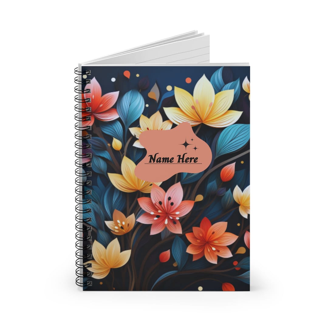 Floral Spiral Notebook: 118 Ruled Line Pages - Etsy