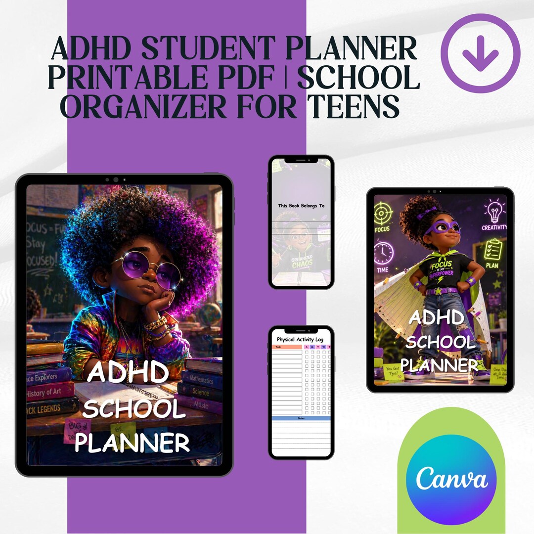 ADHD Student Planner | School Organizer for Teens (PDF Download) - Etsy