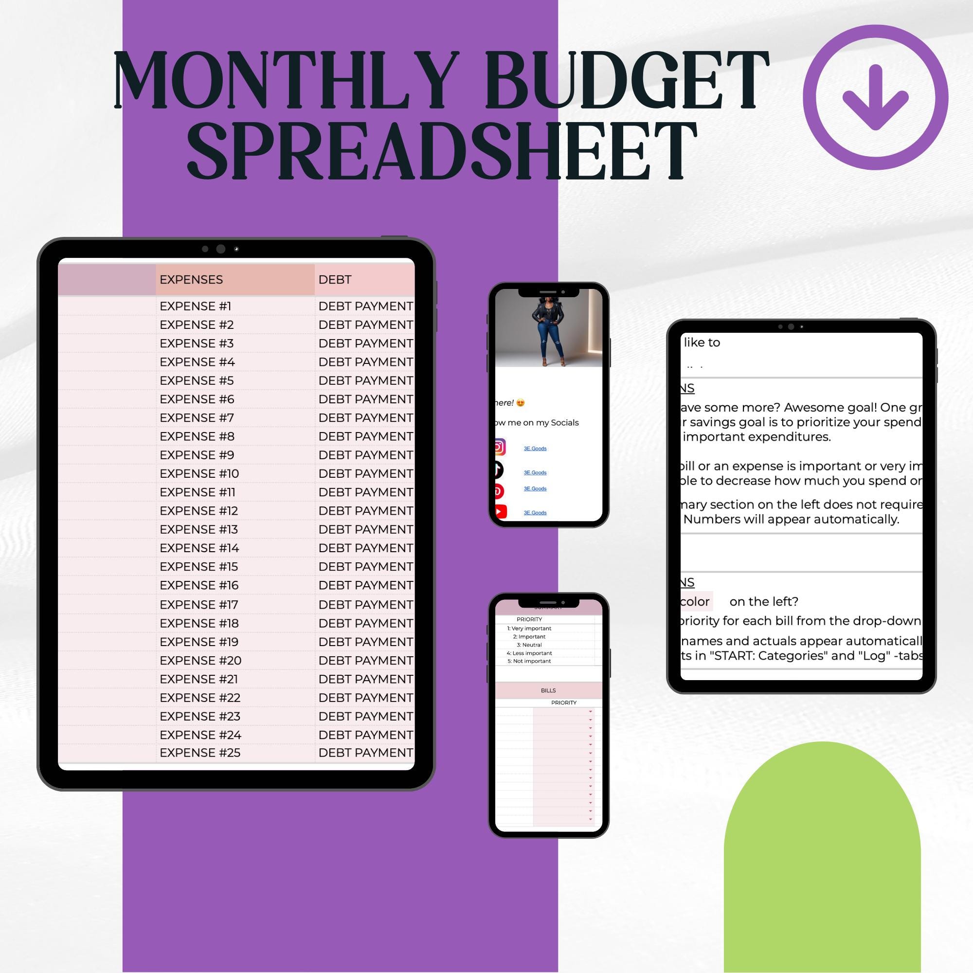 store product block Monthly Budget Spreadsheet | Digital Download with Freebie poster