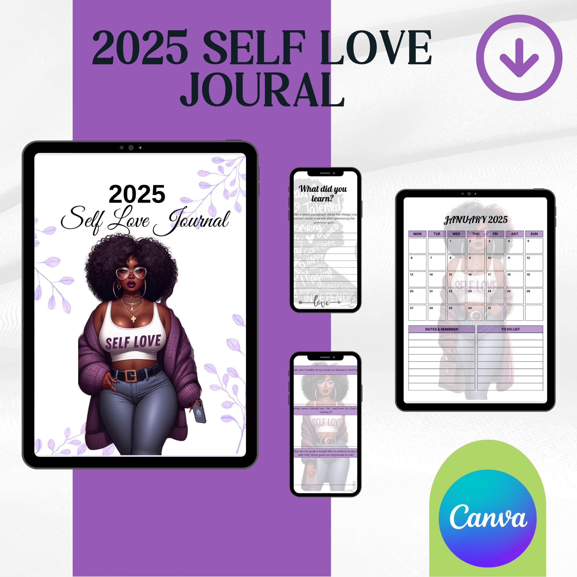 store product block 2025 Self-Love Journal | Digital Self-Care Planner | Daily Affirmations & Mindfulness Workbook | Printable Mental Wellness Journal poster
