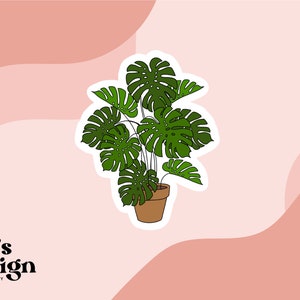 monstera sticker, plant sticker, plant lady sticker, laptop sticker, water bottle sticker