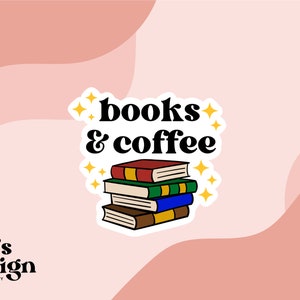 books and coffee sticker, coffee sticker, iced coffee, coffee lover, coffee lover sticker, book sticker, book lover sticker