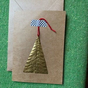 Carte de Noël en tôle embossée - Sapin de Noël doré