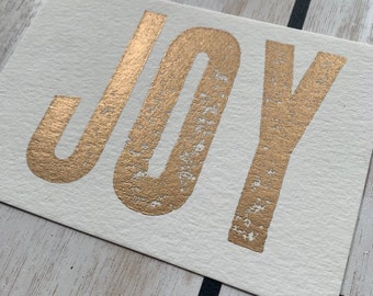 JOY // Original letterpress print // open edition // gold on white // wall art