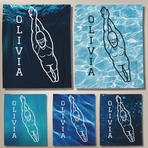 Personalized Swimmer Gift, Swimmer Personalized Blanket, Custom Name Blanket for Swimmer, Gift for Daughter Best Friend, custom kid blanket