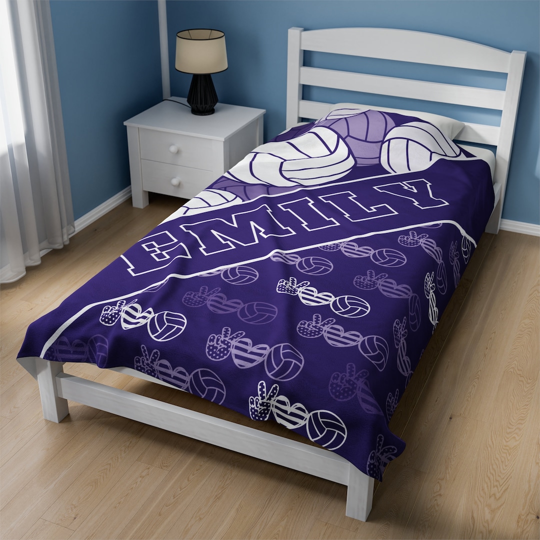 Personalized Volleyball Blanket, Custom Name Sports Volleyball Blanket