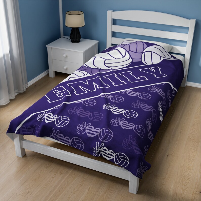 Personalized Volleyball Blanket, Custom Name Sports Volleyball Blanket