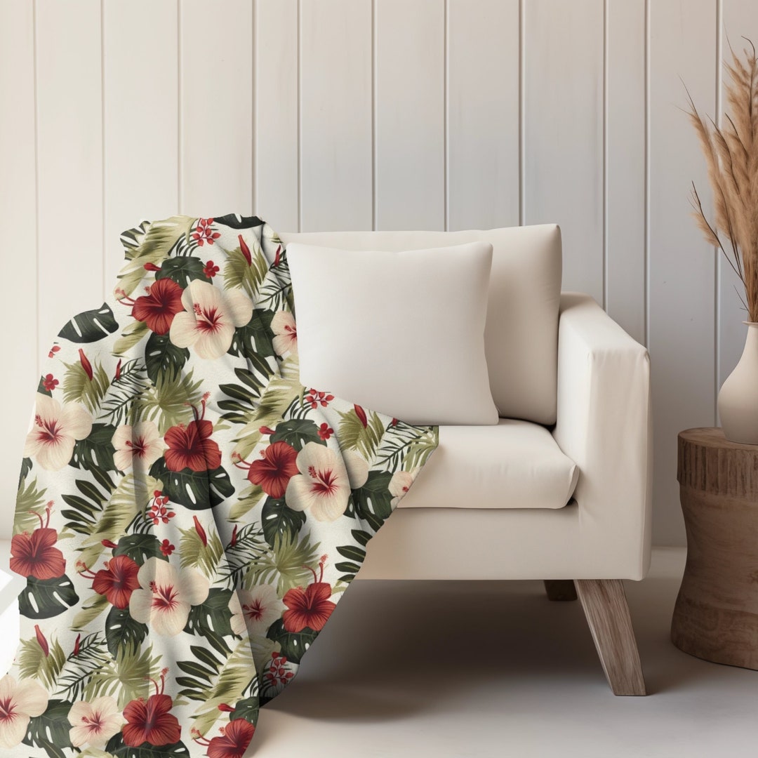 Tropical Floral Blanket With Exotic Flowers Throw Velveteen Plush Soft