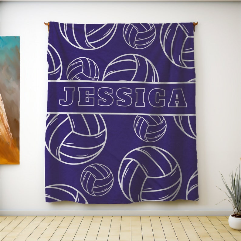 Personalized Volleyball Blanket, Custom Name Sports Volleyball Blanket