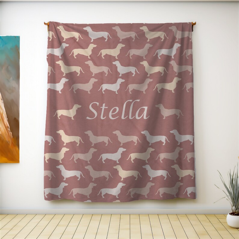 Personalized Dachshund Blanket for Sausage Dog Lovers Throw Wiener Pet