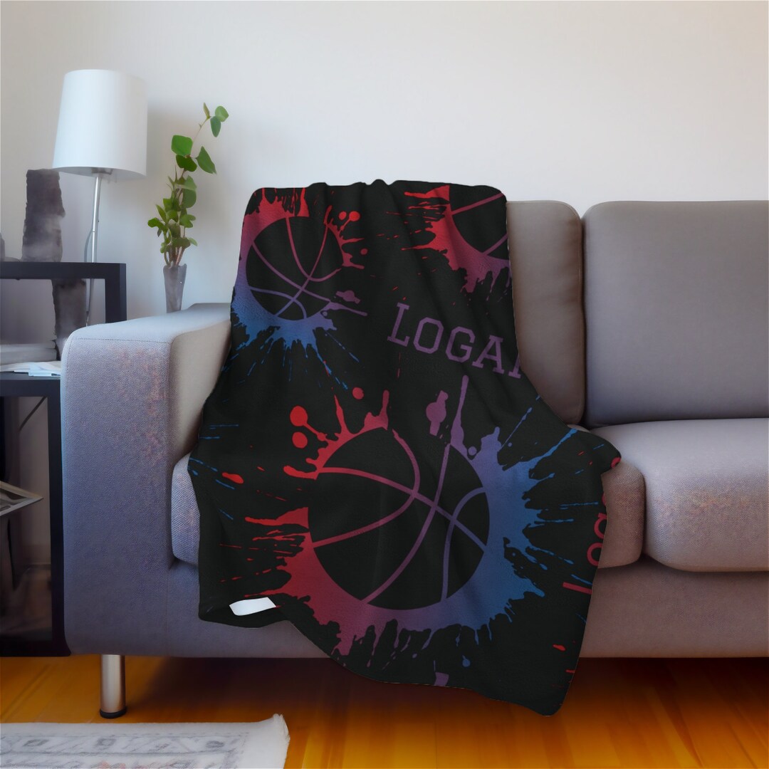 Personalized Basketball Blanket, Custom Name Sports Basketball Blanket for Boy, Gift Idea for