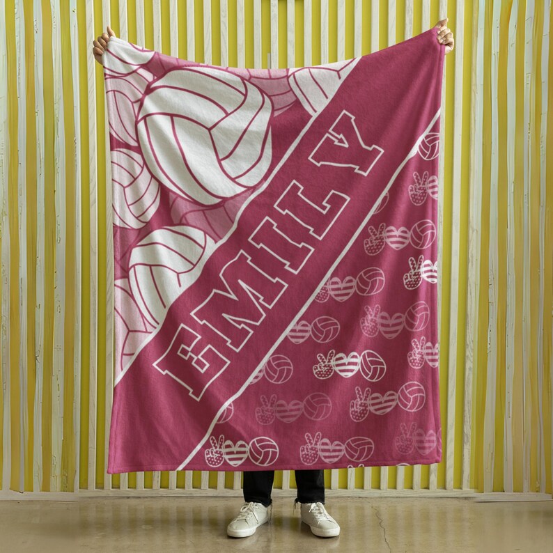 Personalized Volleyball Blanket, Custom Name Sports Volleyball Blanket