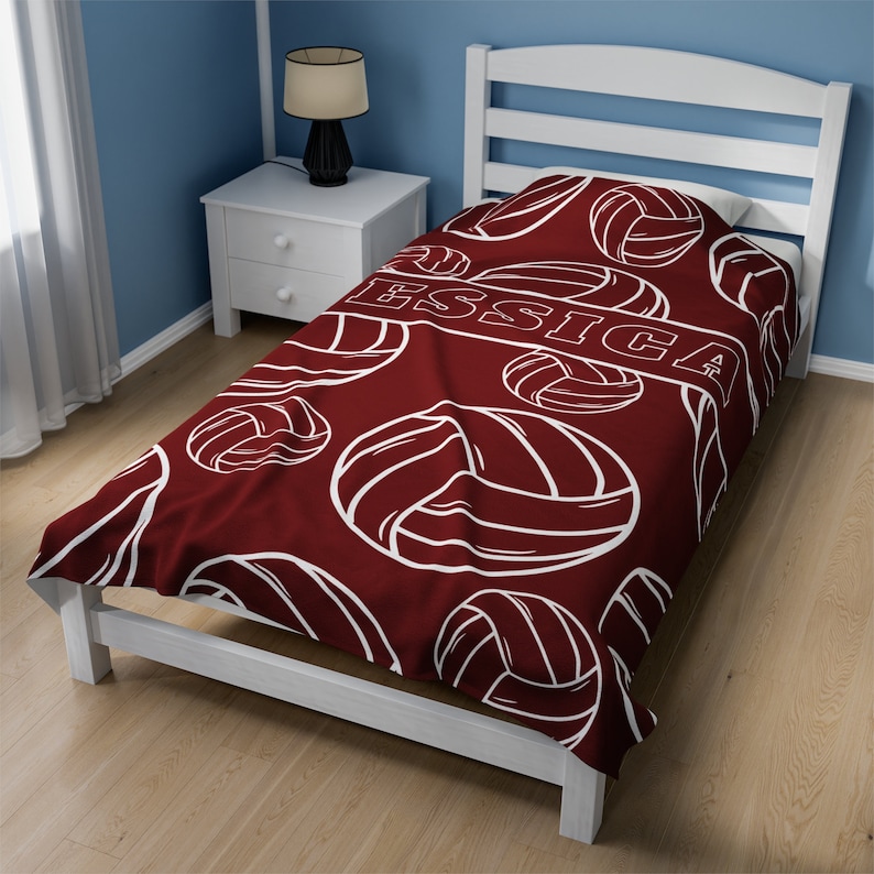 Personalized Volleyball Blanket, Custom Name Sports Volleyball Blanket