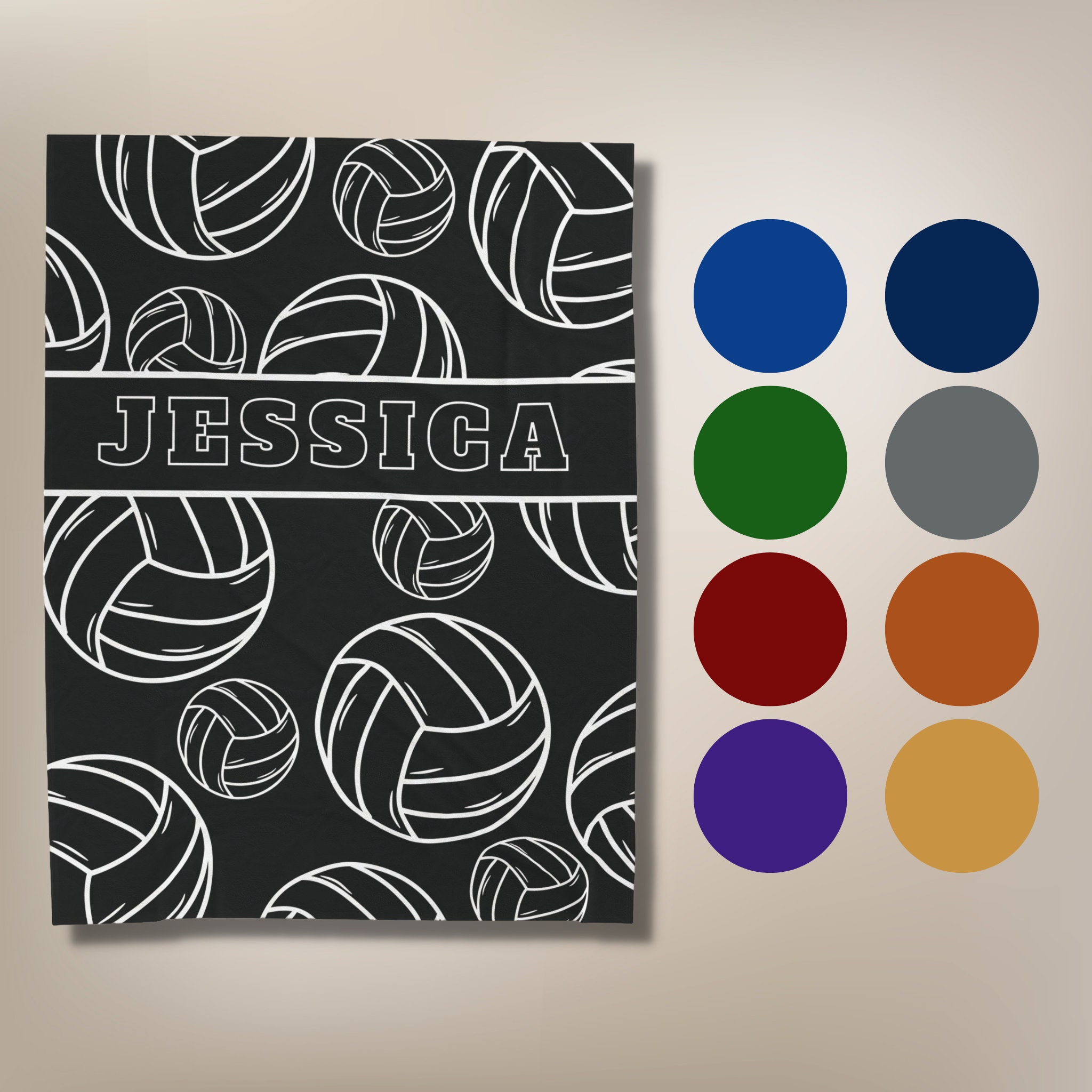 Personalized Volleyball Blanket, Custom Name Sports Volleyball Blanket