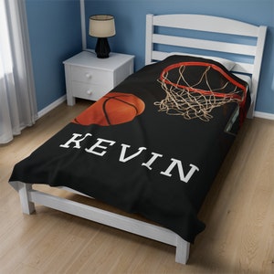 Personalized Basketball Blanket, Custom Name Sports Basketball Blanket for Boy, Gift Idea for Basketball Player, Birthday Gift for Boy Girl
