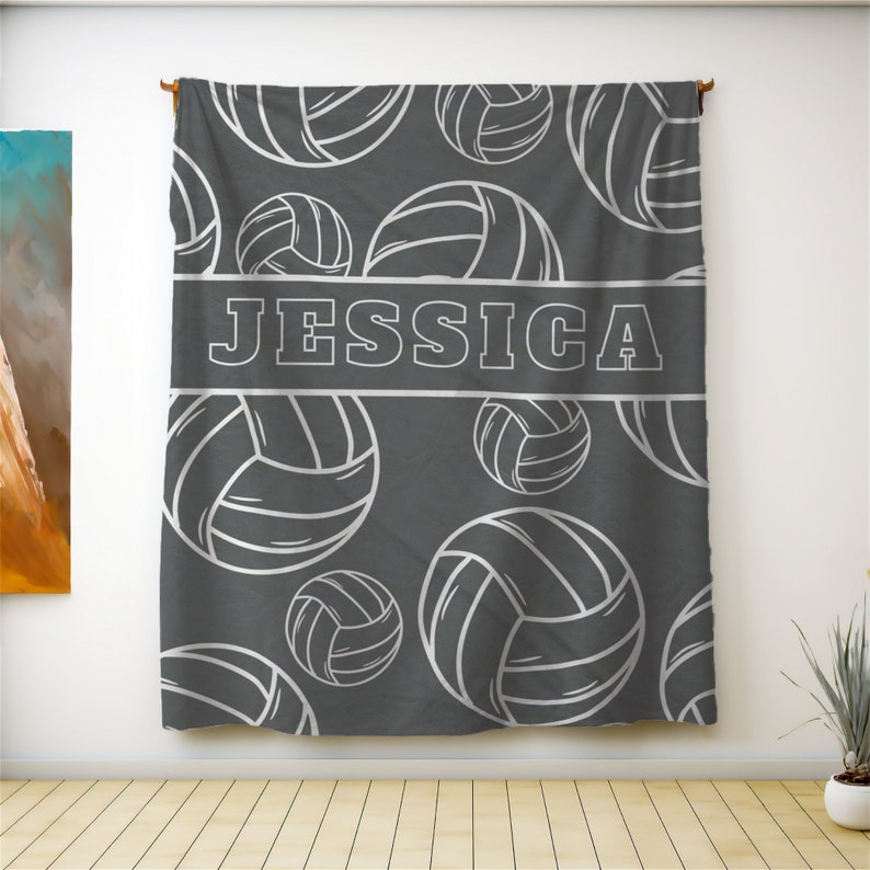 Personalized Volleyball Blanket, Custom Name Sports Volleyball Blanket