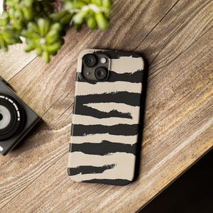 Minimalistisch abstract telefoonhoesje zwart-wit crème telefoonhoesje iPhone 16 Pro Max 15 14 13 12 Mini 11 Plus hoesje cadeau voor haar