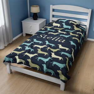 Wiener Dog Dachshund Woof Woof Pattern Print Blanket