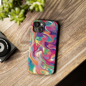 Holographic Swirls Phone Case Colorful Abstract Phone Cover iPhone 16 Pro Max 15 14 13 12 Mini 11 Plus Cover Gift for Her