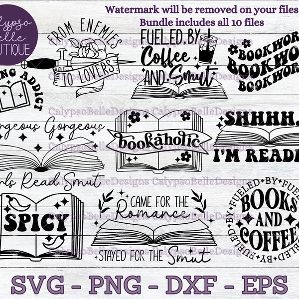 Smut Book Bundle svg, Romance Reader svg, Smut Reader svg, Bookish Bundle svg, Books svg, Reader svg, Bookaholic, Books and Coffee PNG SVG