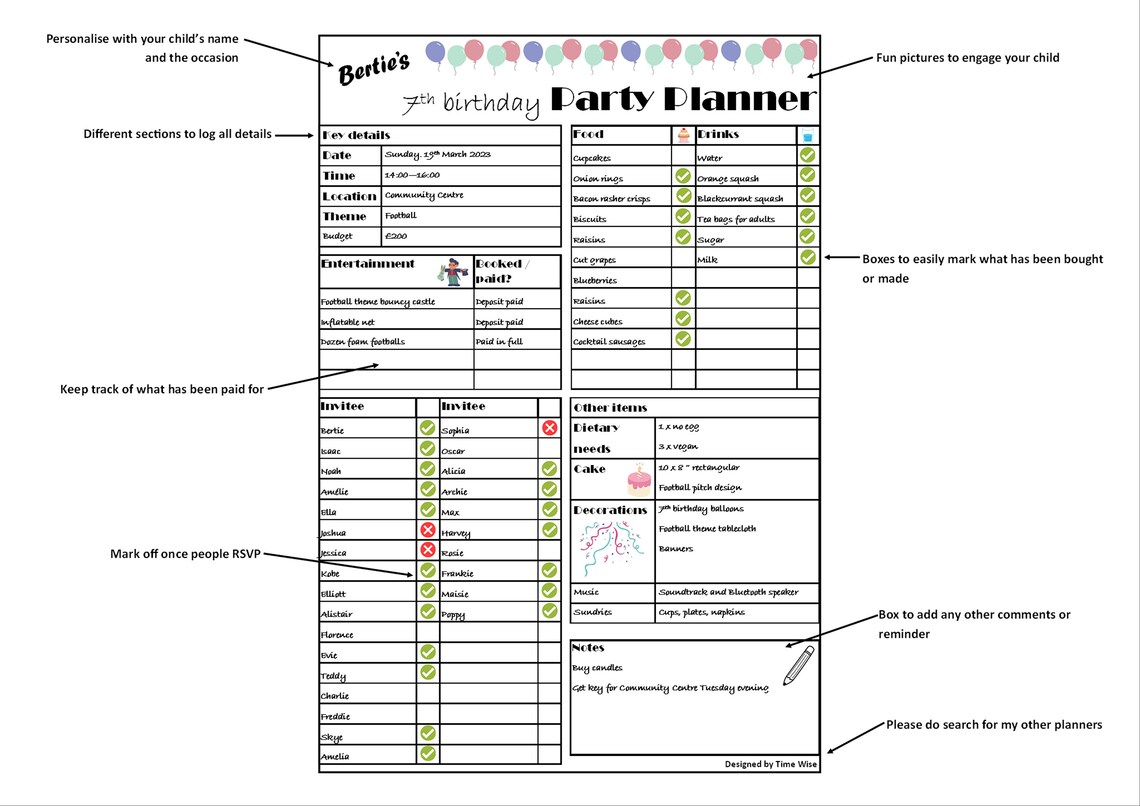 Simple Party Planner, Simple Event Planner, Printable Party Planner