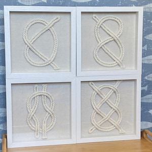 Nudos marineros artísticos: Juego de 4 nudos náuticos para cuerda, decoración para casa de playa.