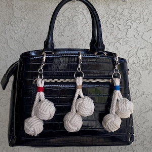 Nautical Monkey Fist Keychain: Sailor Knot Bag Charm