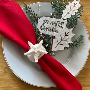 Starfish Napkin Rings - Coastal Beach Table Decor - Set of 6