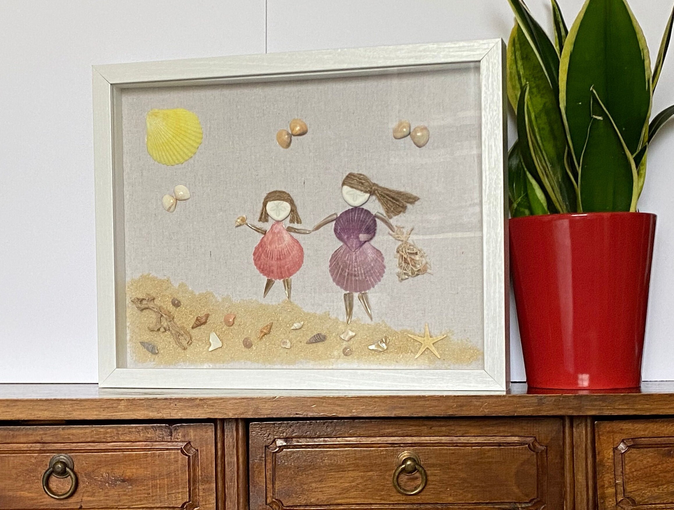 Shell People, Mother and Daughter on the Beach, Seashells Girls ...