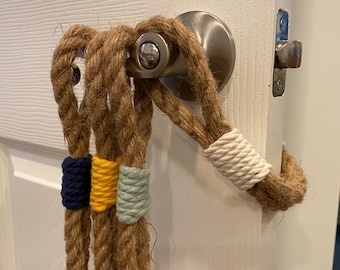 Jute Rope Knot Door Stopper: Coastal Nautical Decor, Finger Pinch Guard