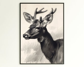 CCWACPP Stampa artistica da parete su tela con alce e cervo, decorazione da parete con paesaggio autunnale, stampa moderna, grande, per soggiorno (cervo alce, 2, 30 x 60 cm
