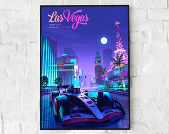 F1 Las Vegas Poster | F1 Wandkunst | Großer Preis von Las Vegas | Formel 1 Kunst
