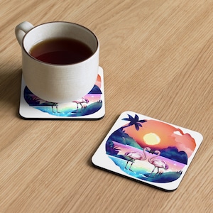 Flamingo Cork-back coaster