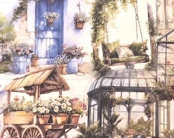 5 Cottage Gardening Greenhouse Vintage Aesthetic Floral Stickers for Water Bottles Laptops Notebooks Kindle Phone FREE DELIVERY!