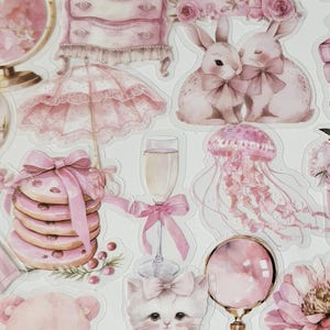 5 Pink Transparent Cute Aesthetic Stickers for Water Bottles Laptops Journals Kindle Notebooks Coquette Themed Stickers FREE DELIVERY!