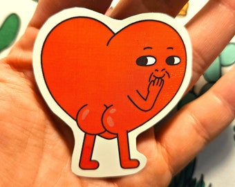 Cheeky Heart Sticker: Retro Valentine's Day Laptop Decal