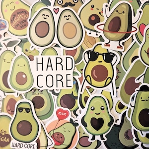 5 Avocado Cartoon Leuke Waterpoof Matte Stickers voor Waterflessen Laptops Notebooks GRATIS LEVERING!