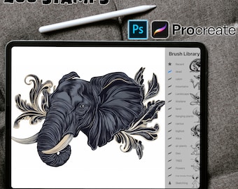 Eleganta djur Procreate-stämplar ~ 200 Procreate-stämplar