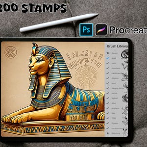 200 Egyptian Procreate Stamps ~ Egyptian file Designs & photoshop brushes