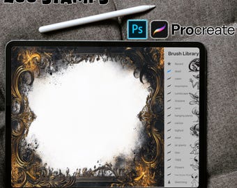 200 Gothic Baroque Frames Procreate Stamps ~ Gothic Boarders Designs & photoshop brushes