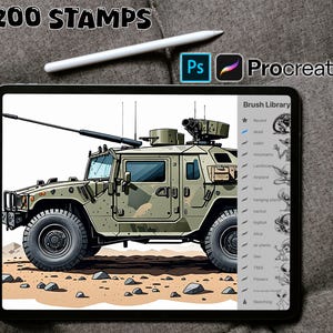 200 Army Procreate Stamps ~ Army Vehicles, Army Supplies, Army Man