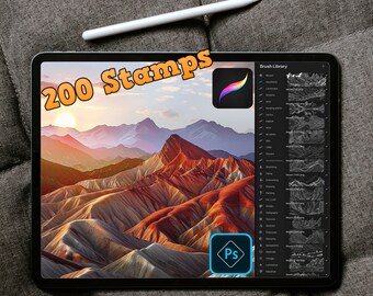 200 Procreate Mountain Stamps, Beautiful mountains stamps .brushset - procreate brush set