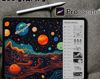 200 Procreate Outer Space Stamps, Galaxy .brushset - procreate brush set