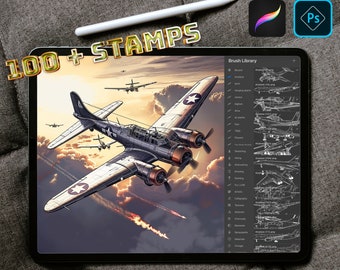 175+ Procreate Airplane Stamps Digital Stamps Brushes