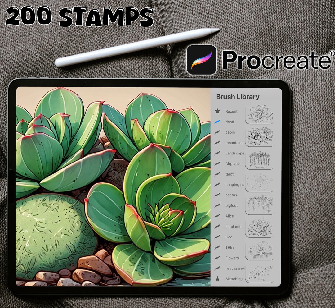 200 Succulent Procreate Stamps ~ Succulents Designs & Photoshop Brushes ...